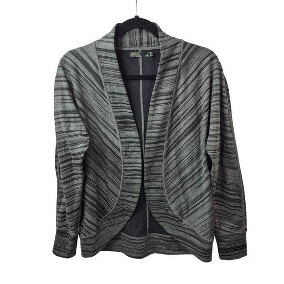 Prana Sweater Womens M Gray Wrap Cardigan Open Front Long Sleeve Casual Yoga - Picture 1 of 8